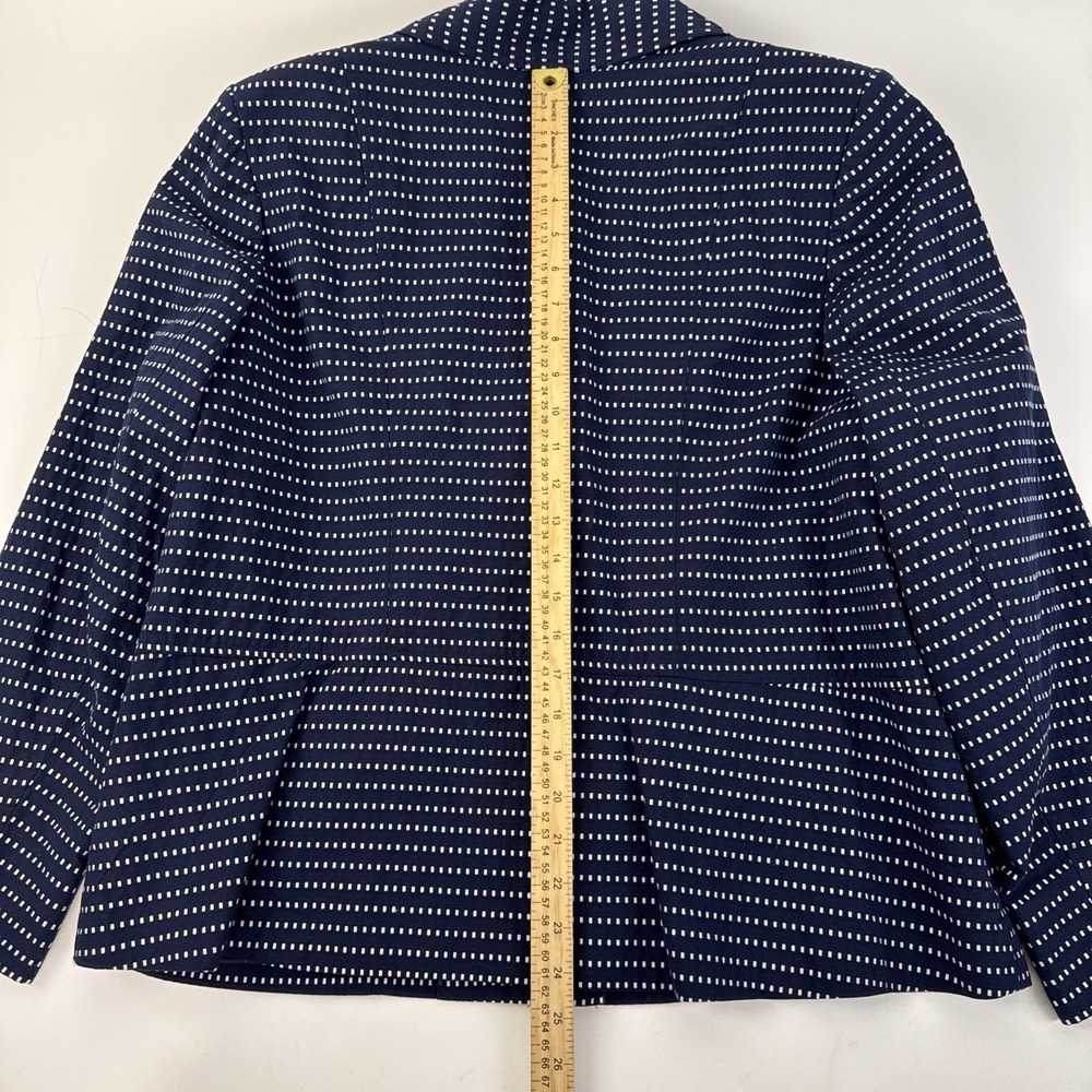 Rafaella Blazer‎ Women 16W Navy Blue White Square Print Cotton Lined Jacket - Picture 8 of 12